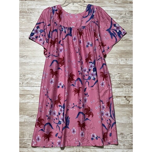 Sawyer Creek Studio Night Gown Womens Size 2XL Pink Floral House Coat Vintage - Picture 1 of 10